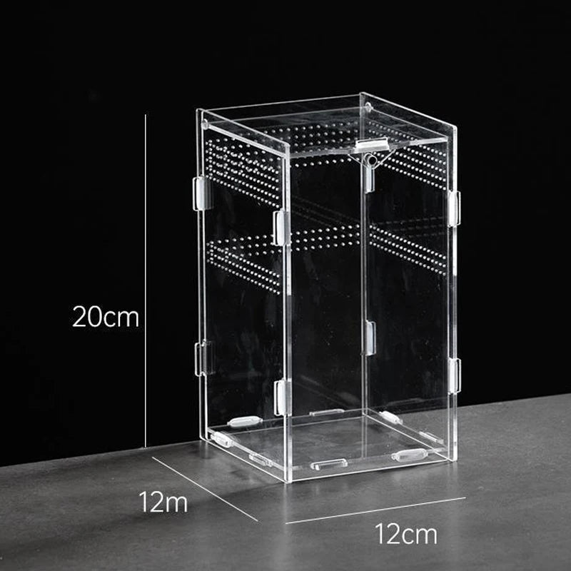 Acrylic Transparent Reptile Breeding Box Terrarium Habitat Insect Spider Lizard Scorpion Feeding Cage Arboreal Enclosure Case