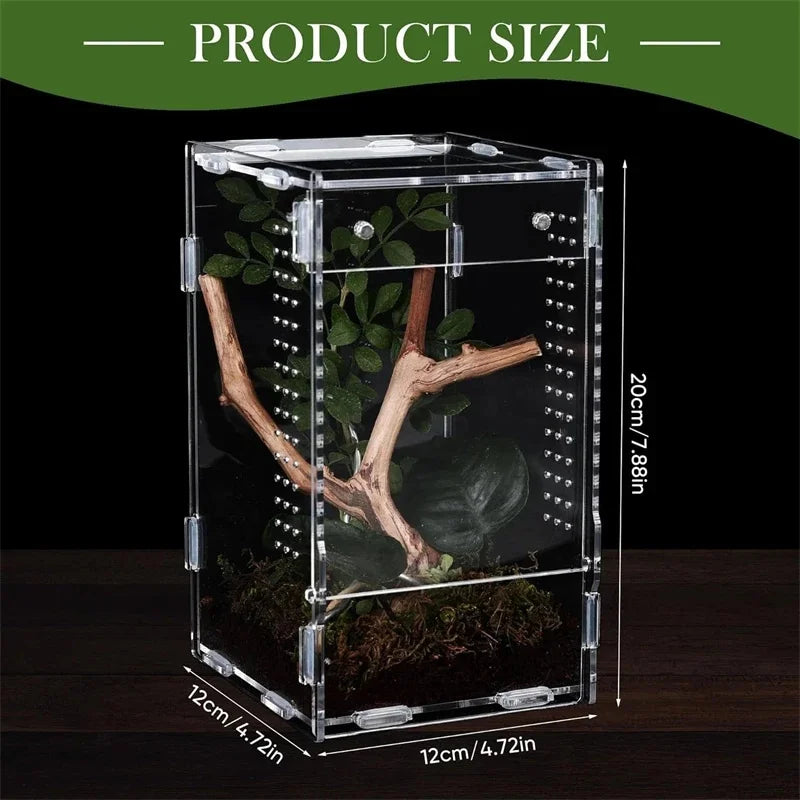 High Clear Acrylic Jumping Spider Terrarium For Insects Frogs Reptiles Pet Enclosure Ideal For Home Table Decor Hobbyists