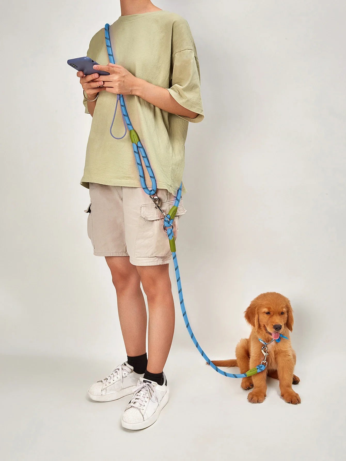 Reflective Nylon Leashes Pet Dogs Chain Traction Rope Leads for Running Free Hands Rope Chain for Small Large Dogs