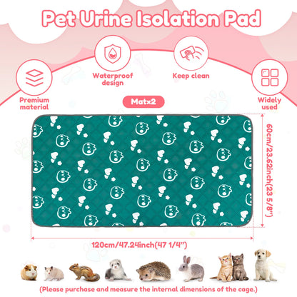 2Pcs Guinea Pig Cage Liner Washable Rabbit Absorbent Mat Reusable Hamster Pee Pad Anti-Slip for Pet Guinea Pig Rabbit Hedgehog