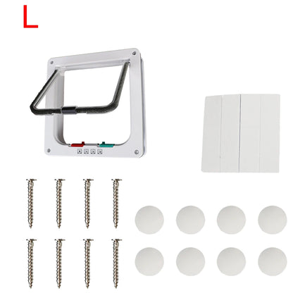 For Dog Cat Kitten ABS Plastic Dog Cat Flap Door With 4 Way Lock Security Flap Door Small Pet Supplies Cat Puppy Safety Gate