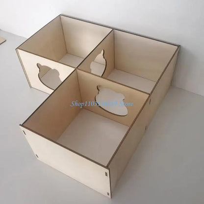 N5KC Hamster Wooden House Multi Chambers Detachable Roof Small Pet Hideout for Dwarf Hamsters Easy to Clean Habitat Decor