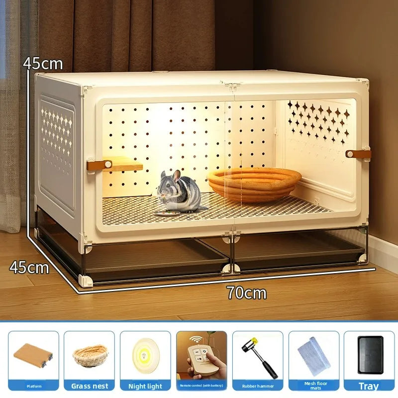 Deluxe Chinchilla Cabinet Cage 3 Level Squirrel Hutch Glider Enclosure Big House