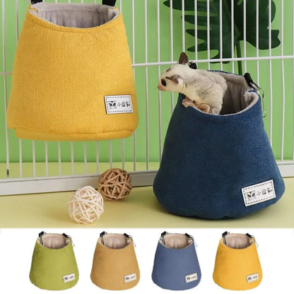 Opening Winter Sugar Glider Pouch Cloth/Plush Hanging Hamster Hanging Bed Soft with Hook Squirrel Bed Cage Autumn