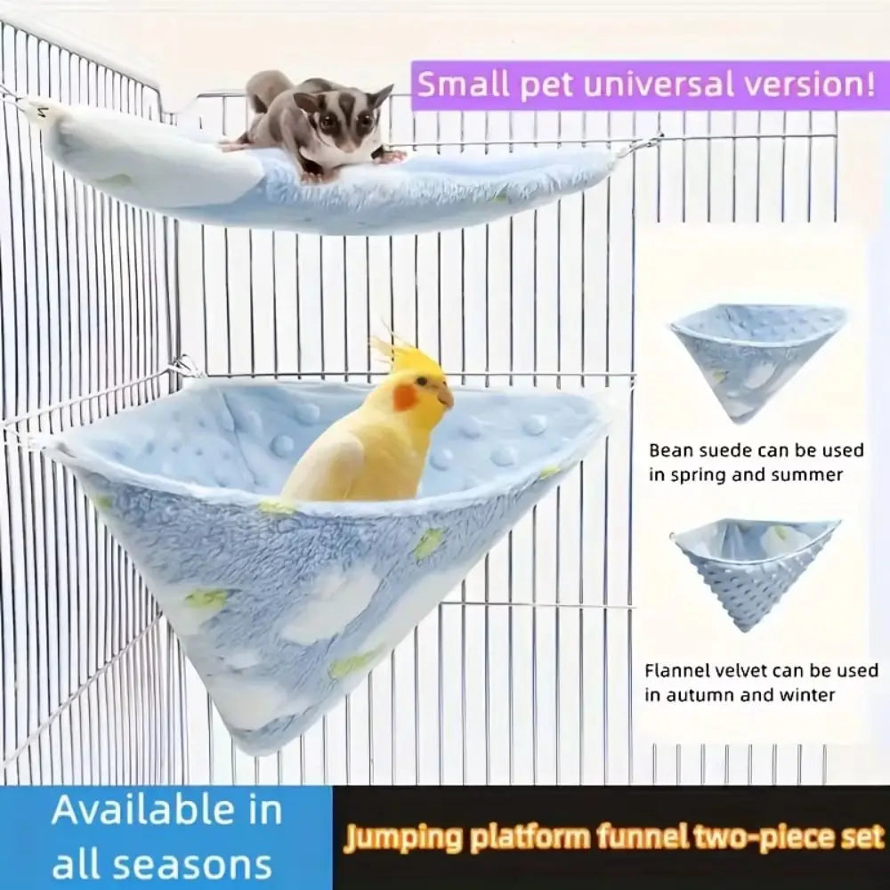 Fashion Hanging Small Pet Cage Flannel Velvet Warm Pet Hammock Breathable Squirrel Beds for Sugar Glider Parrot Hamster