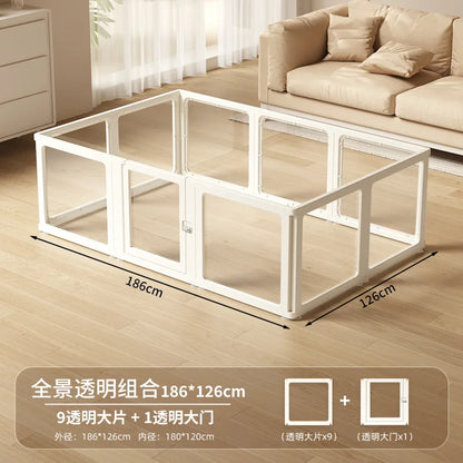 ‌Transparent Acrylic Dog Playpen Safety Pet Fence Non-Scratch Durable Kennel Easy-Clean Indoor House Removable Panels