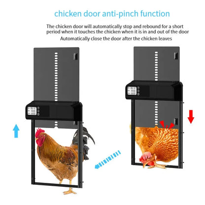 Automatic Chicken Coop Door Induction Electric Metal Intelligent Timing Automatic Opening&Closing Coop Door Farm Management Tool