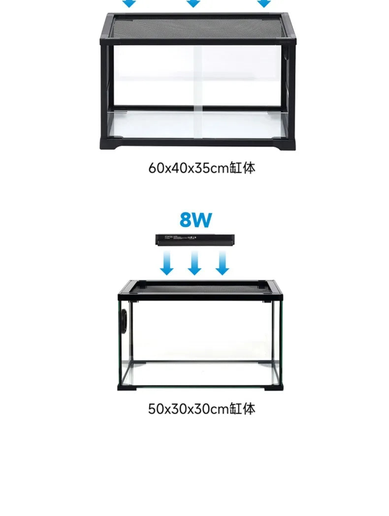 T5 Reptile Light Fixture 8W Reptile Terrarium Hood 5.0/10.0 UVB Light Bulb Fluorescent Tube for Bearded Dragon Lizards Tortoises