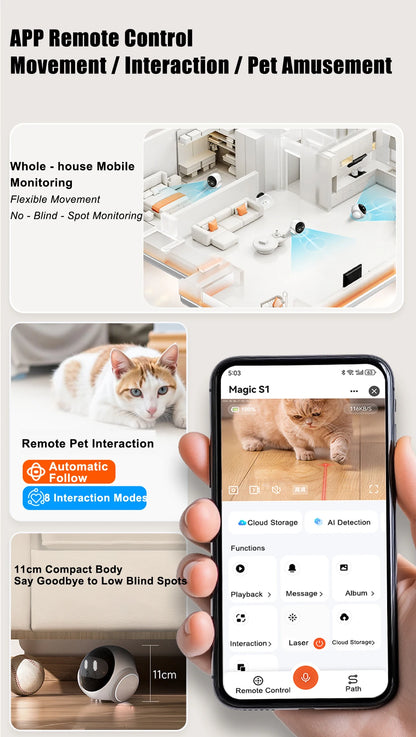 Famue Home Security Robot for Elderly & Kids – Auto Charging Smart Camera with IR Night Vision, Two-Way Audio and Full House