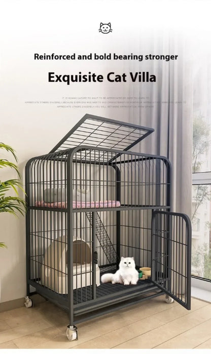 Window Openable Mesh Cat Cages Creative Pet Villa Duplex Luxury Cat Dog House Durable Metal Pet Room Modern Minimalist Doghouse