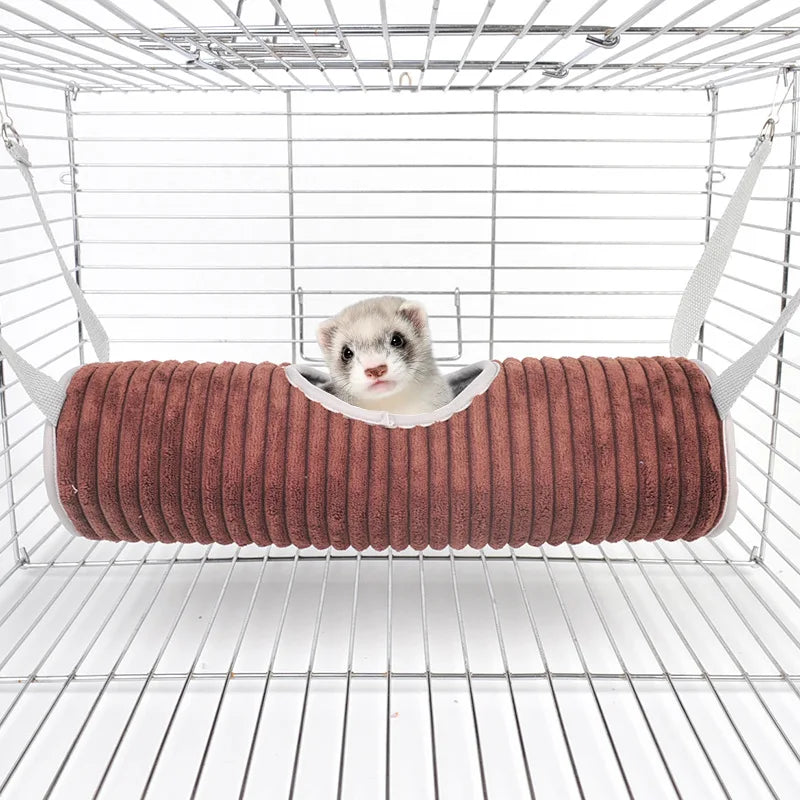 Hamster Tunnel Hammock Thickened Plush Cotton Nest Ferret Squirrel Winter Warm Hanging Cage Pet Nest Small Animals Products