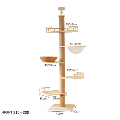 YXT Cat Tree with Cat Nest & Perch – Multi-Cat Shared, All-in-One Floor-to-Ceiling Cat Scratching Po