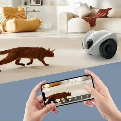 Smart Pet Feeder Camera 1080P HD Automatic Dog Cat Toy Full House Mobile Audio Wifi Interactive Battery-Powered Dog Food