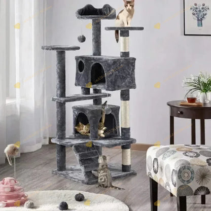 Cat Tree with Hammock and Scratching Post Tower, cat House, Cat Toys Tower, K01, Dark Gray