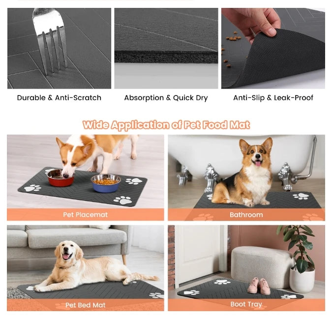 VIKAMA Cartoon Pet Diatomaceous Earth Mat Water-Absorbent Quick-Drying Non-Slip Mat Cat Litter Mat Cat Dining Mat Home Decor