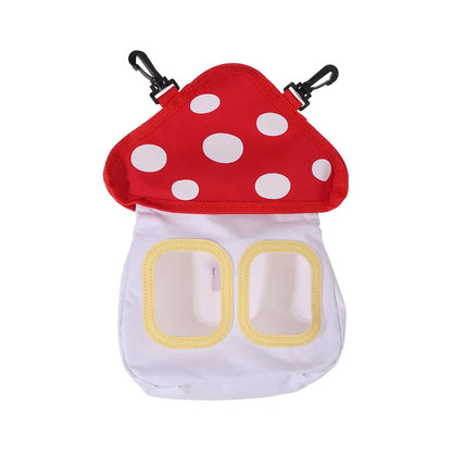 Mushroom Shaped Rabbit Hay Bag Large Capacity Oxford Cloth Rabbit Feeding Bag Hanging Portable Rabbit Hay Feeder Bag