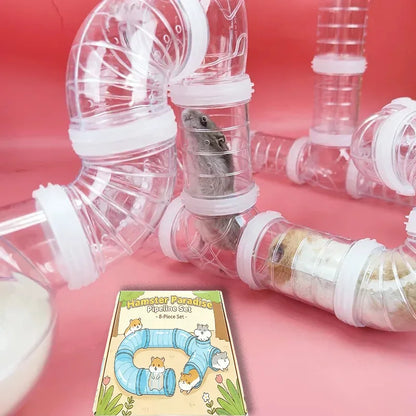 Hamster Tube Set Transparent Curved Tube Pet Cage Tunnel Connection Tunnel Exercise Toy Suitable for Mice Hamsters Rats and Ot