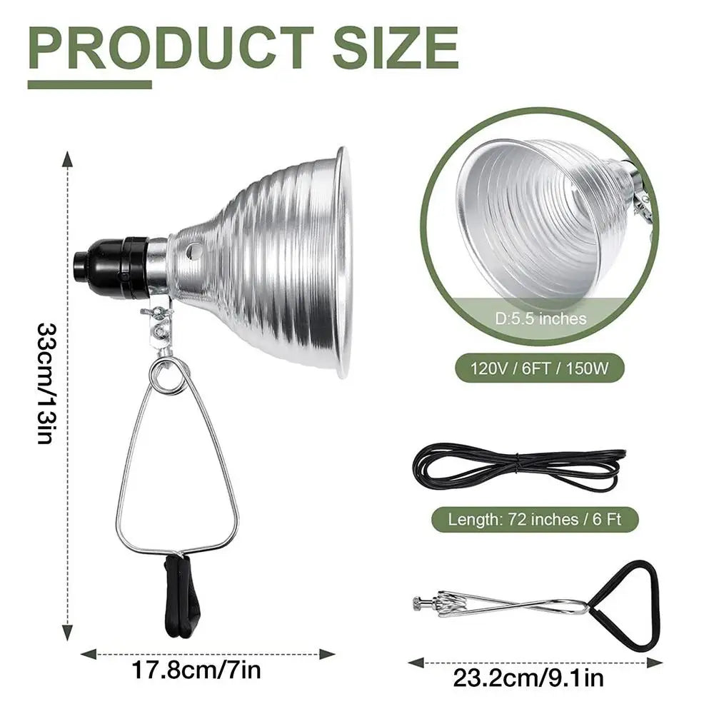 Reptile Lamp Set Lighting 300W Reptile Heating Lamp Stand Pet Light Bulb Holder Lampshade Emitter Lamp With Aluminum Reflector