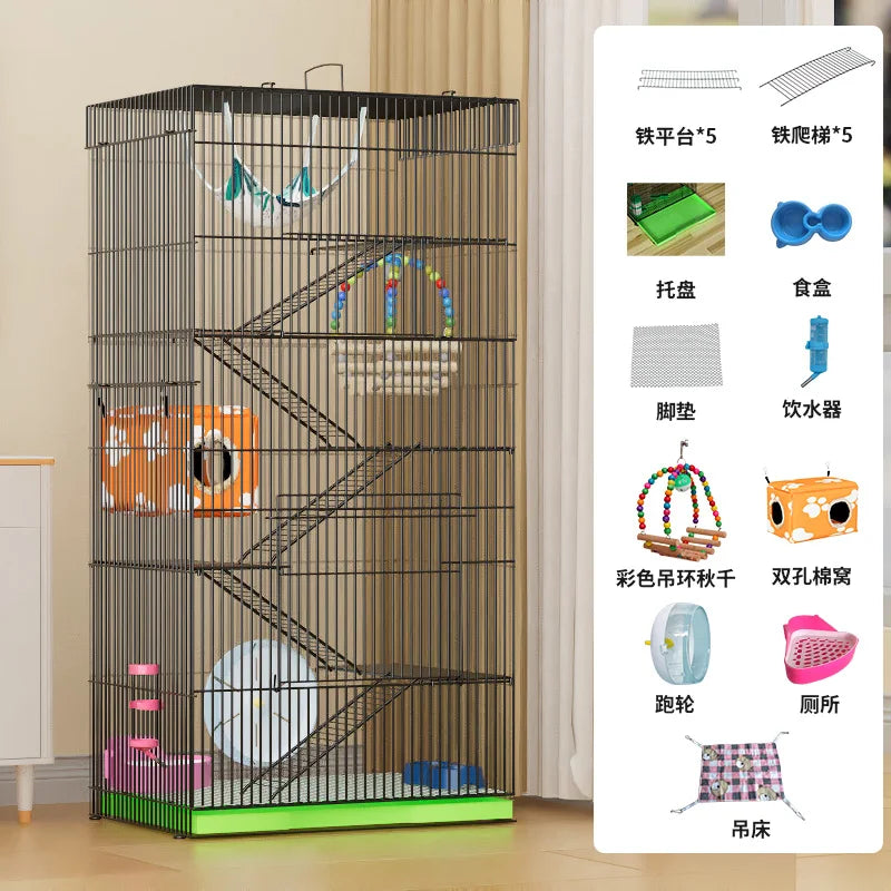 ‌3-Tier Extra Large Small Pet Cage - Sugar Glider Ferret-Proof Habitat, Multi-Level Rat Mansion Villa, Chew-Proof Removable Tray