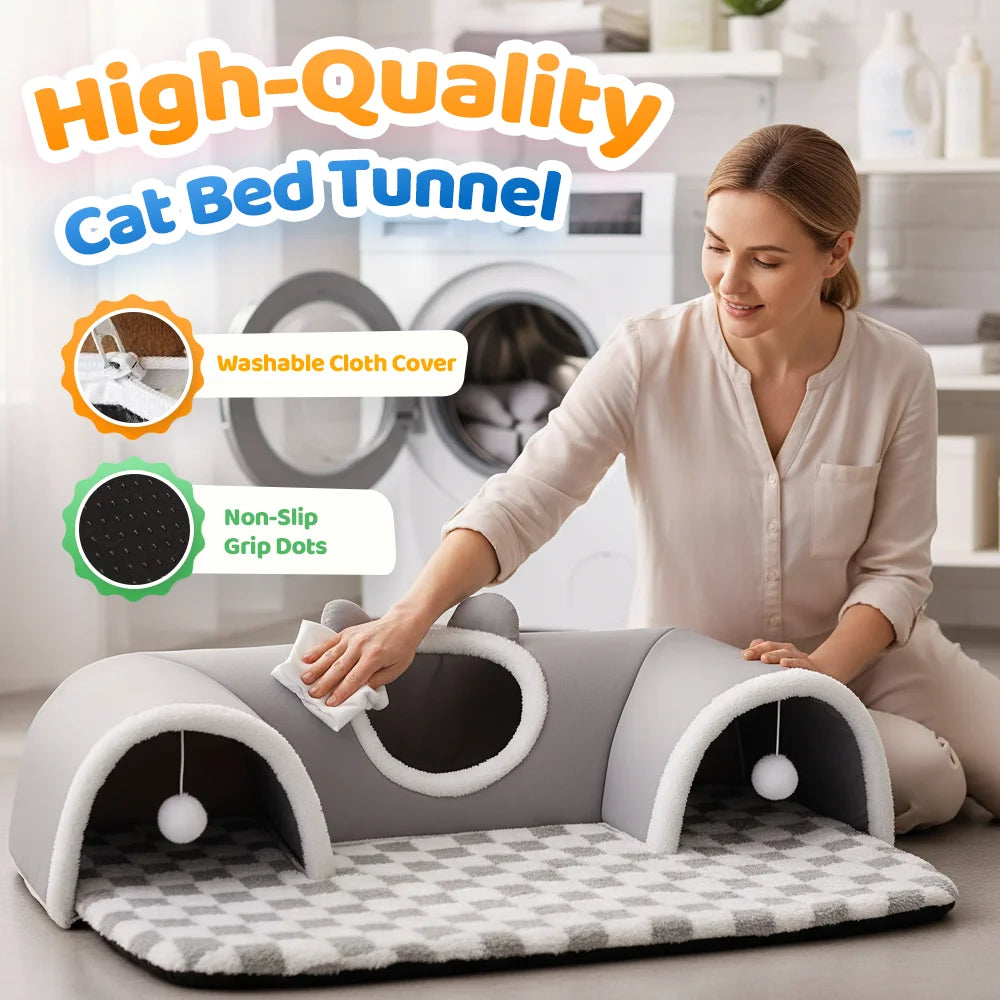 Cat Bed Tunnel Cat Play Tunnel Warm Shelter Tent House Toys for Dog Pet Animal Indoor Outdoor Wall-Corner Games Outside