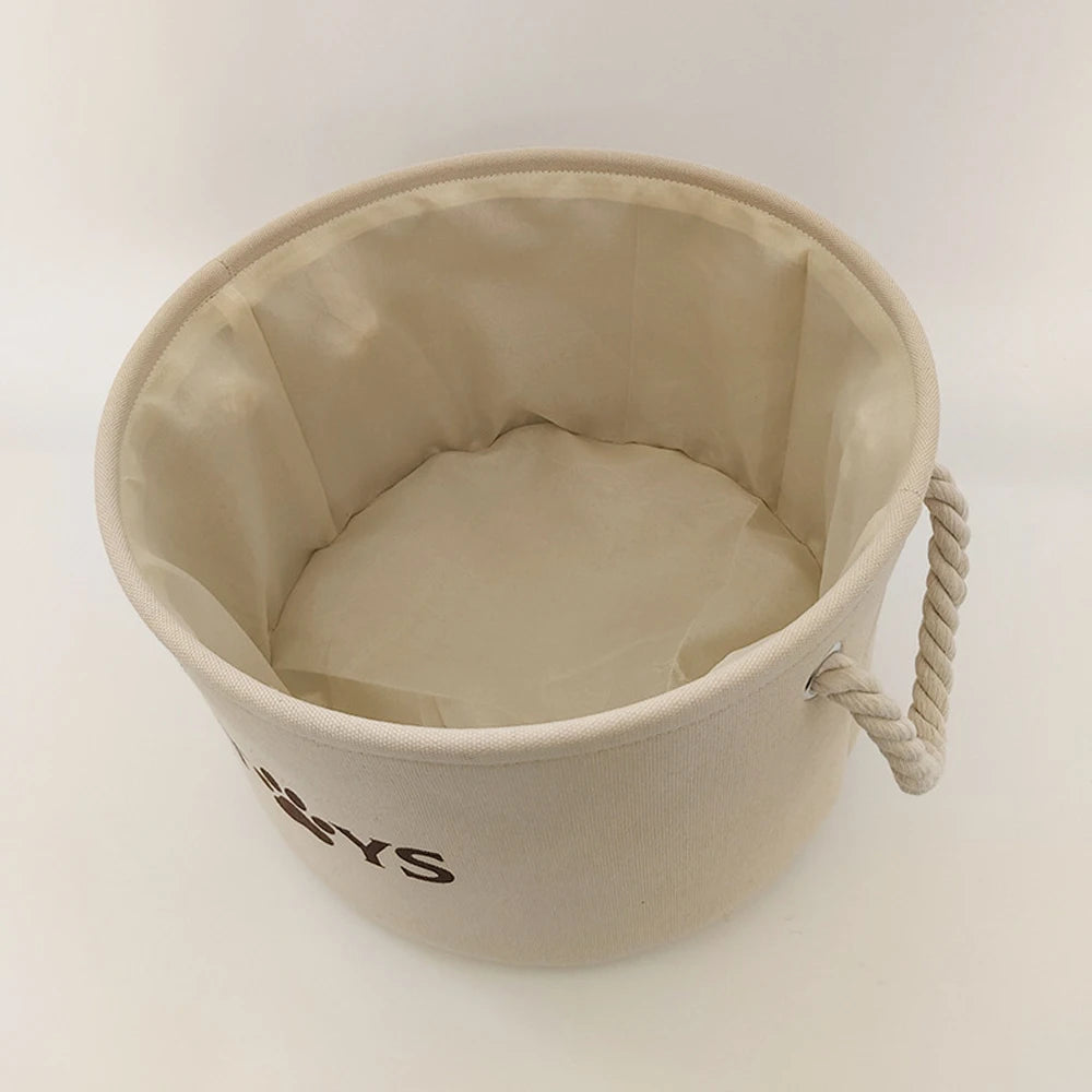 Round Dog Pet Toy Basket Cat Clothes Storage Box Foldable Storage Basket with Handle Pet Supplies