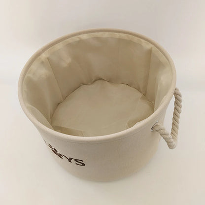 Round Dog Pet Toy Basket Cat Clothes Storage Box Foldable Storage Basket with Handle Pet Supplies