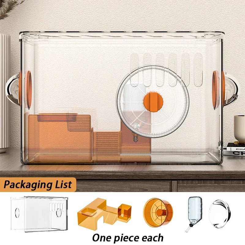 Hamster Cage Transparent Hamster Nest Breathable and Ventilated Integrated Luxury Multifunctional Hamster Product Small Animals