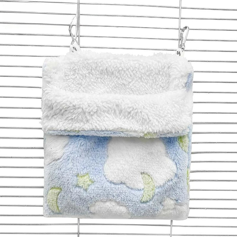Plush Hammock Pet Swing Bag Warm Rat Sleeping Bag Cloud Pattern Sugar Gliders Sleeping Pouch Soft Comfortable Hamster  Cages