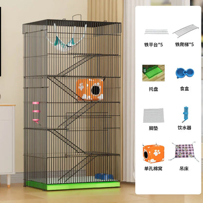 ‌3-Tier Extra Large Small Pet Cage - Sugar Glider Ferret-Proof Habitat, Multi-Level Rat Mansion Villa, Chew-Proof Removable Tray