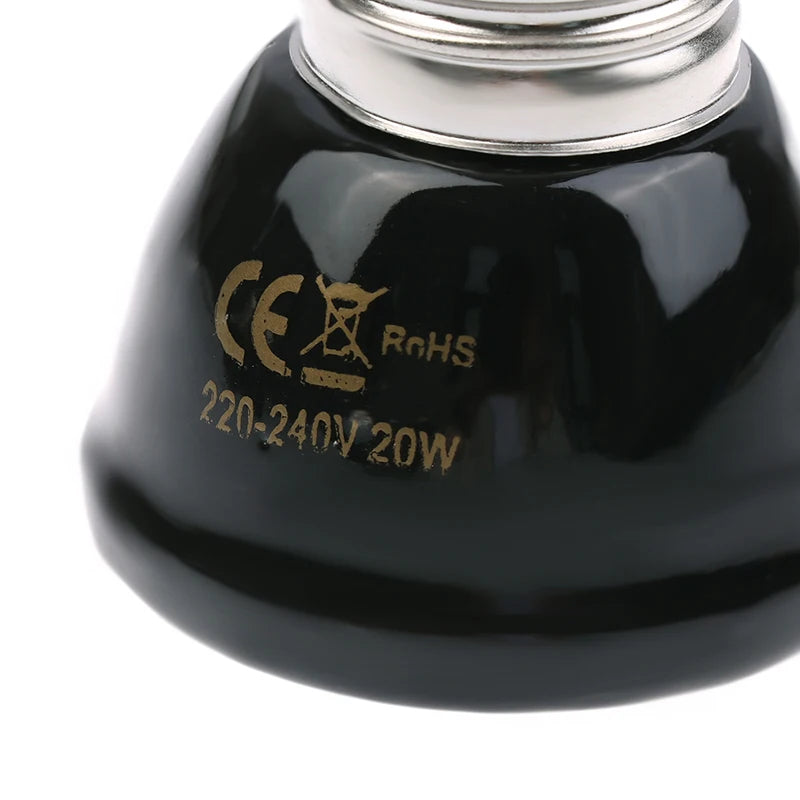 1Pc 220-240V Far Infrared Heating Lamp Black Ceramic E27 Pet Warmer Bulb Brooder Chickens Tortoise Lizard Reptile Light 20-80W