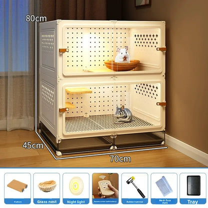 Deluxe Chinchilla Cabinet Cage 3 Level Squirrel Hutch Glider Enclosure Big House