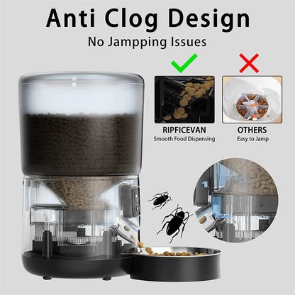 Automatic Cat Feeders, 4L Timed Cat Dry Food Dispenser, Dual Power Supply, Programmable Portion Control, Auto Pet Feeder