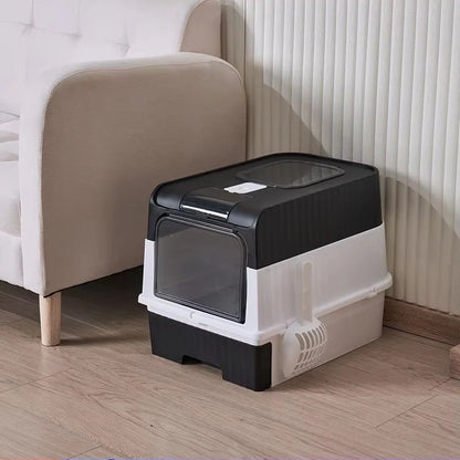 Enclosed Cat Litter Box Extra Large Anti Odor Anti Spill With Transparent Door Covered Cat Toilet Pet Cleaning Products For Cats