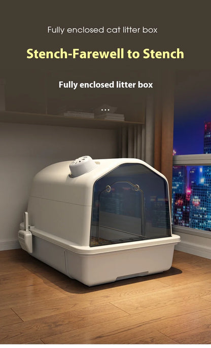 Cat Litter Box, Fully Enclosed, Odorless and Deodorizing, Extra Large Size for External Splashing in Cat Toilets, Cat Litter Box