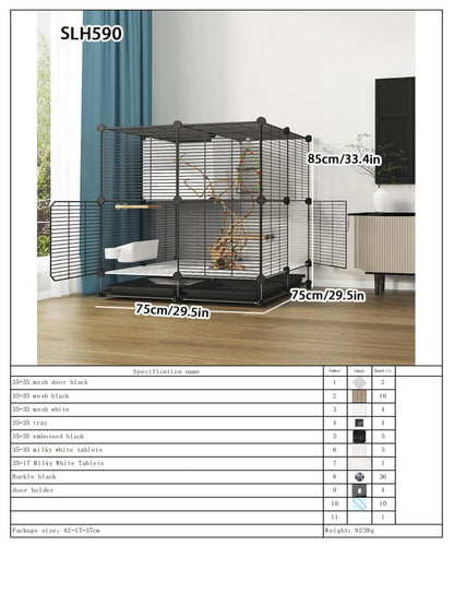 Large Bird Cage with Toilet Breeding Cage Suitable for Mynas, Budgerigars, Cockatiels, Finches, Thrushes, Multi-Layer Iron Bird Nest