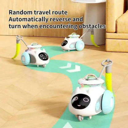 Cat Toys Car for Indoor Remote Control Smart Automatic Car with Tail Rechargeable LED Auto Moving Exercise Interactive Cat Toys