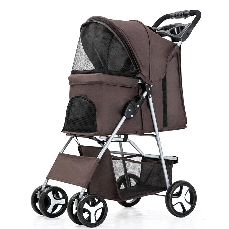 Pet Stroller Lightweight Folding Universal Wheel Cat Dog Travel Breathable Pet Stroller Outdoor Stroller for Small Medium Pets