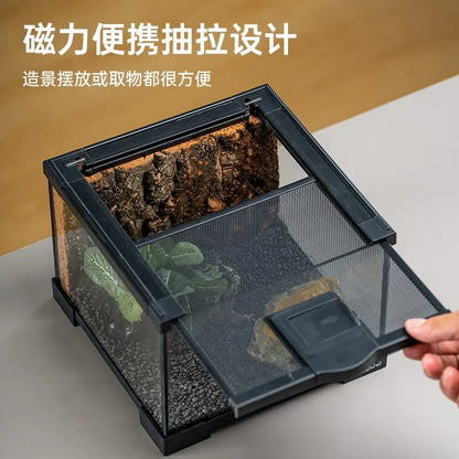 Climbing Pet Glass Tank,Lizard&Frog Habitat,Water Turtle&Hermit Crab Tank,Spider Enclosure for Reptiles,Horned Frog Breeding