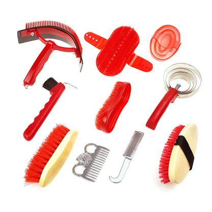 Horse Grooming Kit Horse Brushes for Grooming 10 Pcs Horse Cleaning Tool Set with Tote Bag Brush Supplies Equine Care Supplies