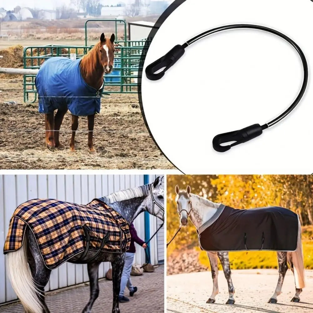 Elastic Horse Blanket Straps with Double Ended Clips Adjustable Length 21" to 28" Stretchy Leg Straps for Horse Blanket