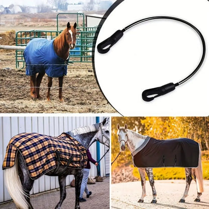 Elastic Horse Blanket Straps with Double Ended Clips Adjustable Length 21" to 28" Stretchy Leg Straps for Horse Blanket