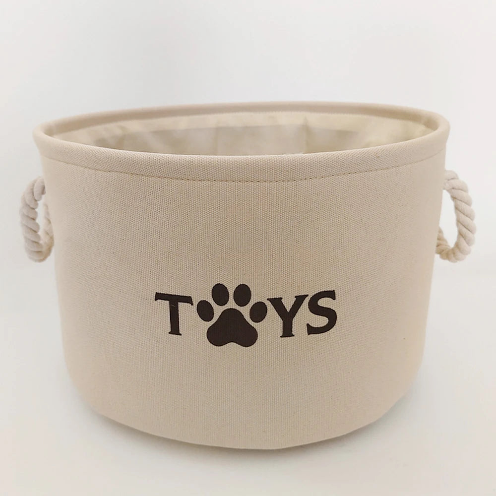 Round Dog Pet Toy Basket Cat Clothes Storage Box Foldable Storage Basket with Handle Pet Supplies