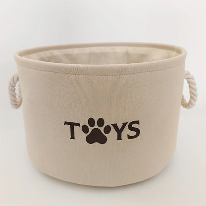 Round Dog Pet Toy Basket Cat Clothes Storage Box Foldable Storage Basket with Handle Pet Supplies