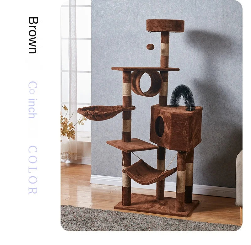 Large Cat Tree Tower with Multiple Hamocks, Scratch Tower, Villa Training Aids, Furniture, Pet Products Supplies