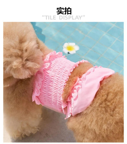 Summer New Pet Swimming Clothes Kitten Puppy Camisole Jumpsuit Beautiful Puppy Bikini Dog vest Clothing Swimsuit With Swim Cap