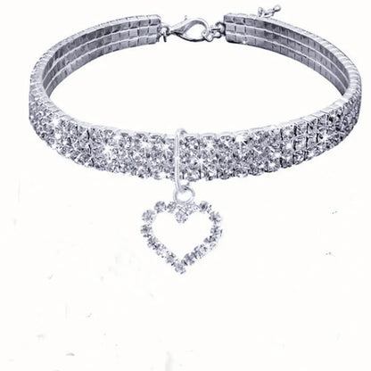 2025 New Cat Dog Collar Three Row Elastic Rhinestone Pet Collars Love Decoration Necklace Puppy Kitten Ornament Pets Supplies