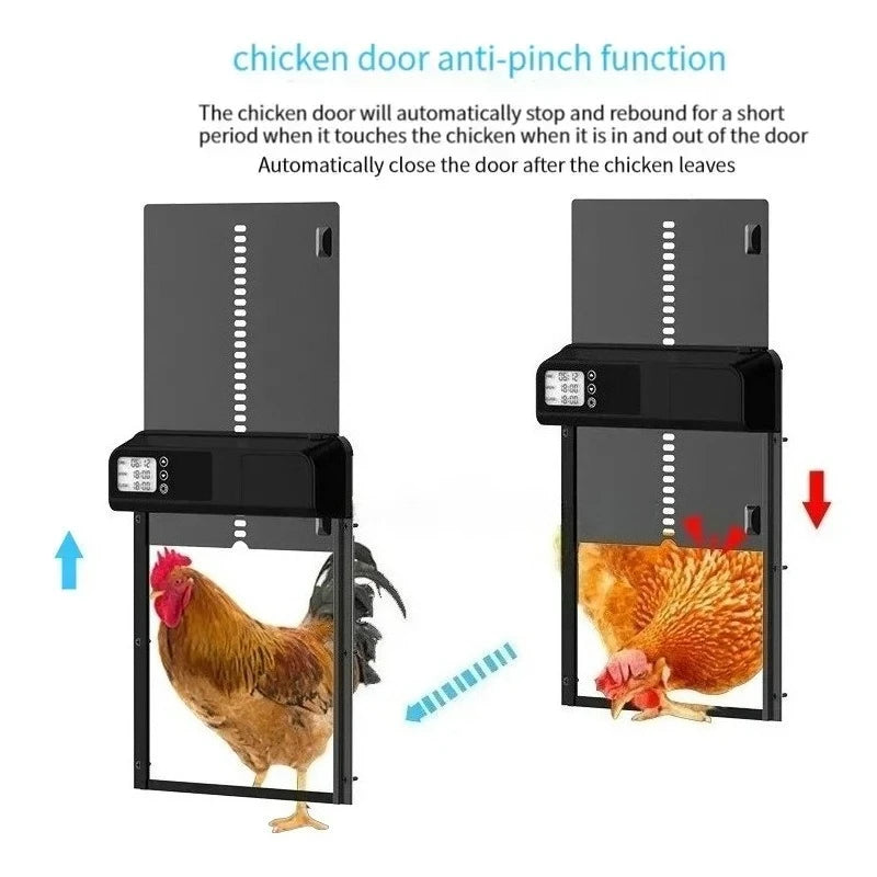 Automatic Chicken Coop Door Induction Electric Metal Intelligent Timing Automatic Opening&Closing Coop Door Farm Management Tool