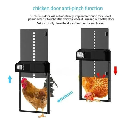 Automatic Chicken Coop Door Induction Electric Metal Intelligent Timing Automatic Opening&Closing Coop Door Farm Management Tool