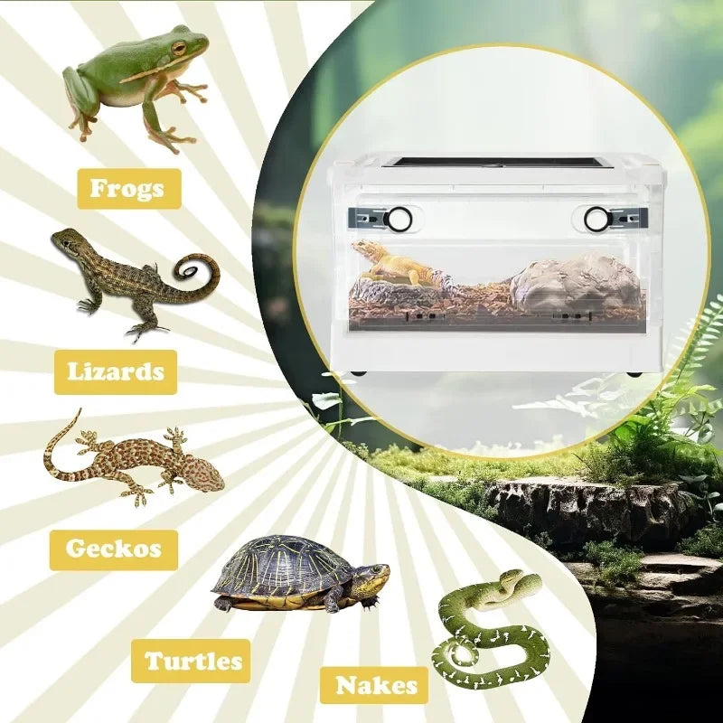 Reptiles Breeding Enclosure Cages Transparent Amphibians Habitat Box Plastic Reptile Feeding Box for Lizard Bearded Dragon