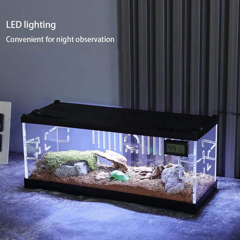 Transparent Reptile Pet Breeding Box Crawling Pet Feeding Box Lizard Silkworm Scorpion Beetle Insect Box Pet House Acrylic Cage